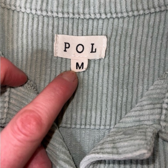 {EUC POL Distressed Light Sage Corduroy Button Up Jacket Size Medium} - Picture 5 of 8